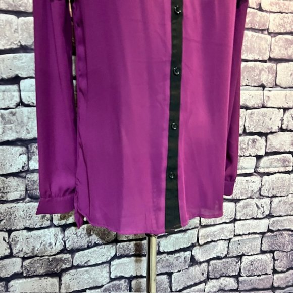 Metaphor Purple & Black Button Down Blouse Size M - Picture 3 of 9